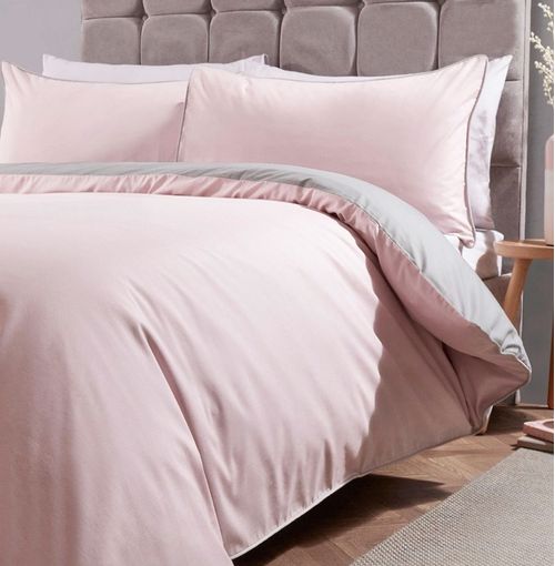 Duvet 600 Fios Dupla Face Rose e Cinza Cimento