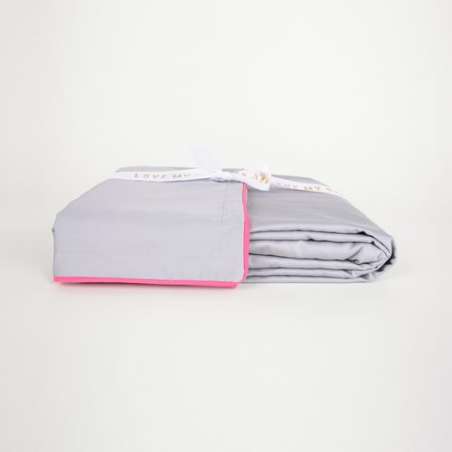 Duvet 600 Fios Dupla Face Cinza e Branco Cordonê Pink
