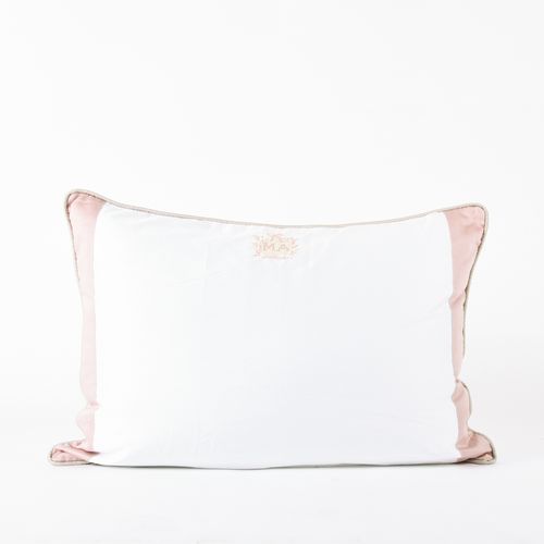 Fronha Avulsa 600 Fios Branca Barrado Vertical Blush Cordonê Bege