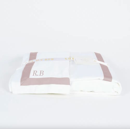 Fronha Avulsa 600 Fios Branca Esquadro Duplo Rose