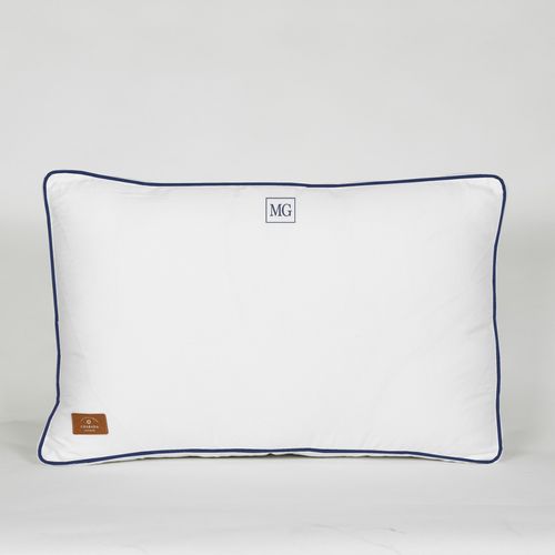 Almofadão 600 Fios Branco Royal Hotel Cordonê Azul Marinho