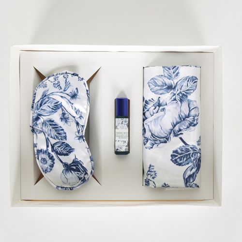 Kit Fronha e Tapa Olho Silk Shine Antifrizz Fiore Azul