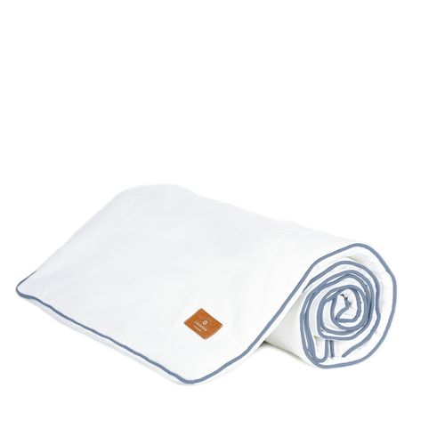 Peseira 600 Fios Branca Cordonê Azul Jeans