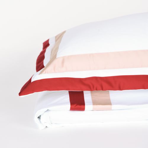 Fronha Avulsa 600 Fios Branca Dual Shade Magenta e Rose
