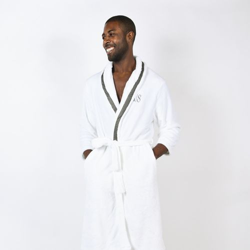 Roupão Fleece Masculino Friso Chumbo