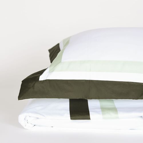 Fronha Avulsa 600 Fios Branca Dual Shade Verde Musgo e Tiffany