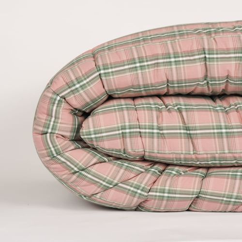 Edredom Quadriculado Verde e Rosa